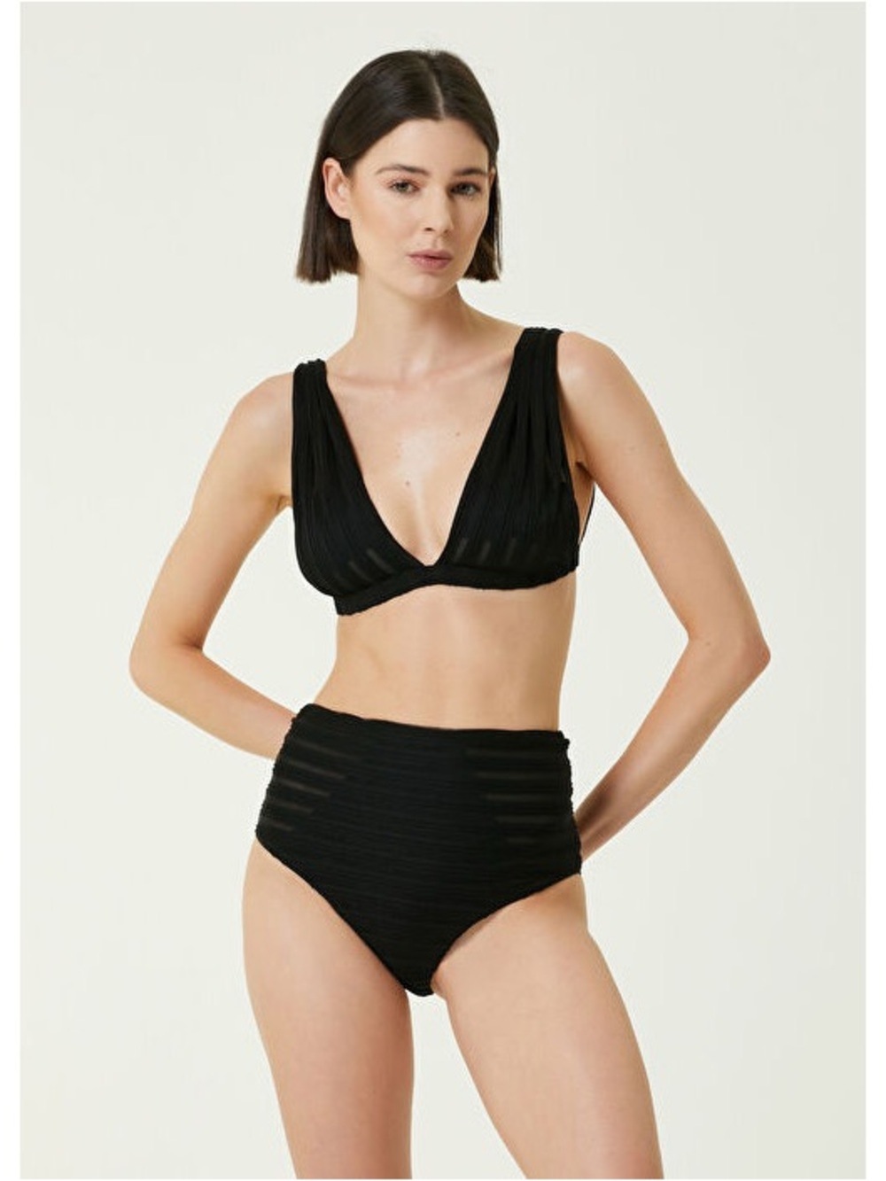 Sara Cristina Textured Deep V Bikini Top